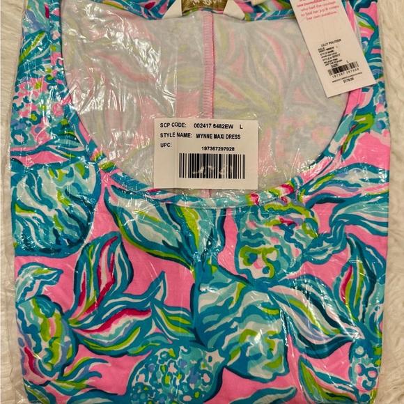 🆕 LILLY PULITZER LG Wynne Maxi Dress“Pelican Pink Off The Scales” MSRP $178 NWT - Picture 3 of 9